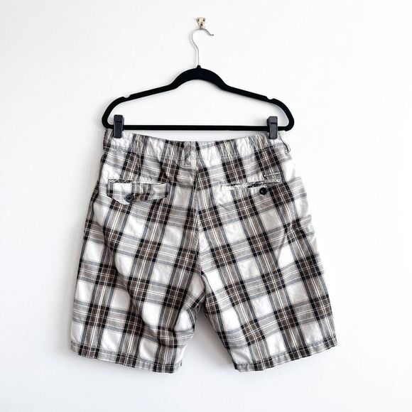 Billabong Mens Shorts Casual Flat Front Plaid Brown White Size 34 - Picture 2 of 9